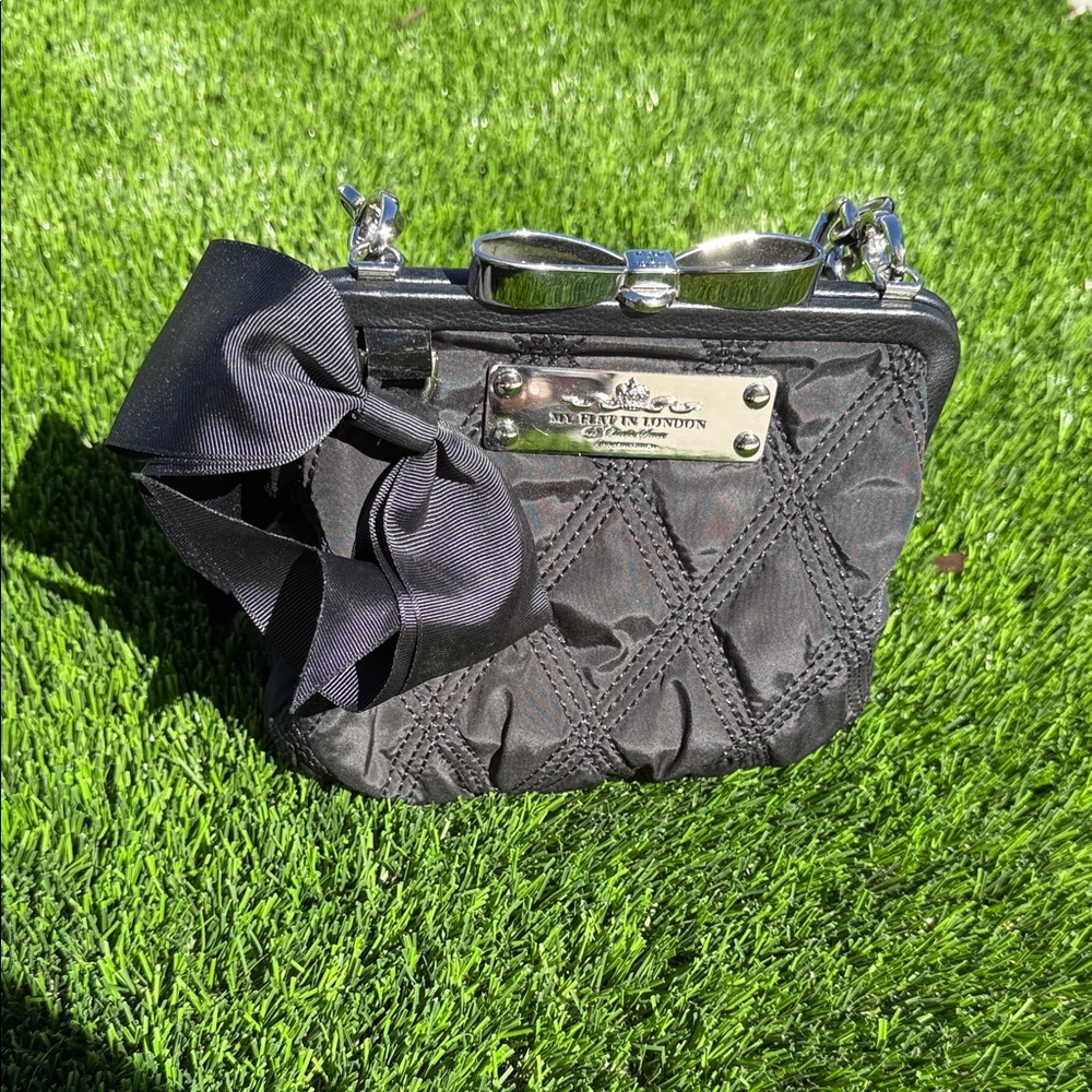 My flat in London Black Bow Clutch